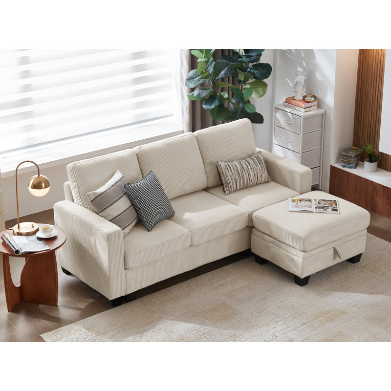 Latitude Run Modular Sectional Couch Corduroy Sofa Bed Convertible Chaise With Storage Ottoman For Living Room Modern Furniture 4 Seater Sleeper Wayfair